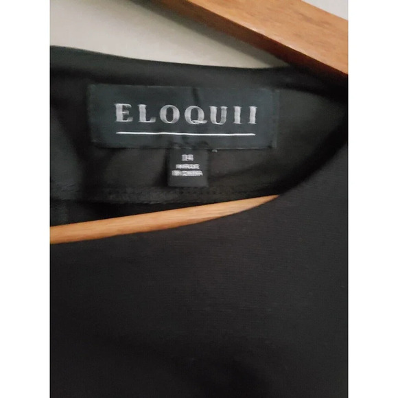 Eloquii Peplum Blouse Womens 14 Black Stretch Ponte Open Front Long Sleeve - Picture 3 of 9